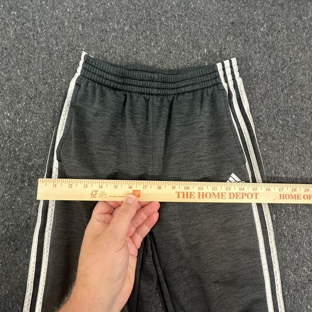 adidas Boys heather grey 3-Stripes Track Pants Drawstring Elastic Waist L 14/16 - Picture 4 of 6